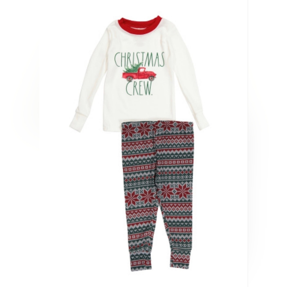 Rae Dunn Christmas Crew PJ Set Kids Size Large Brand New W/Tags & Factory Sealed